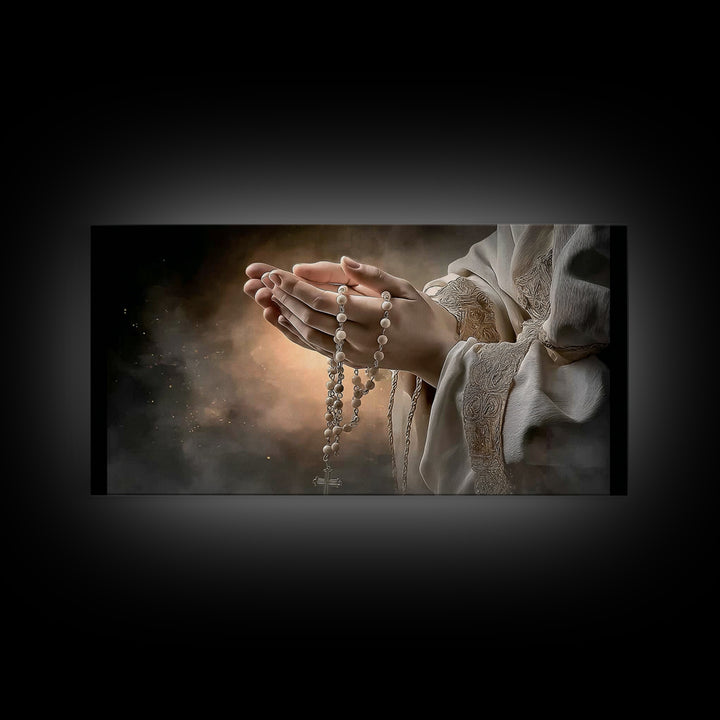 Blessed Devotion, Framed Canvas Print, Christian Wall Art, Christian Art Canvas, Christian Decor, Christian Christmas Art, Modern Christian