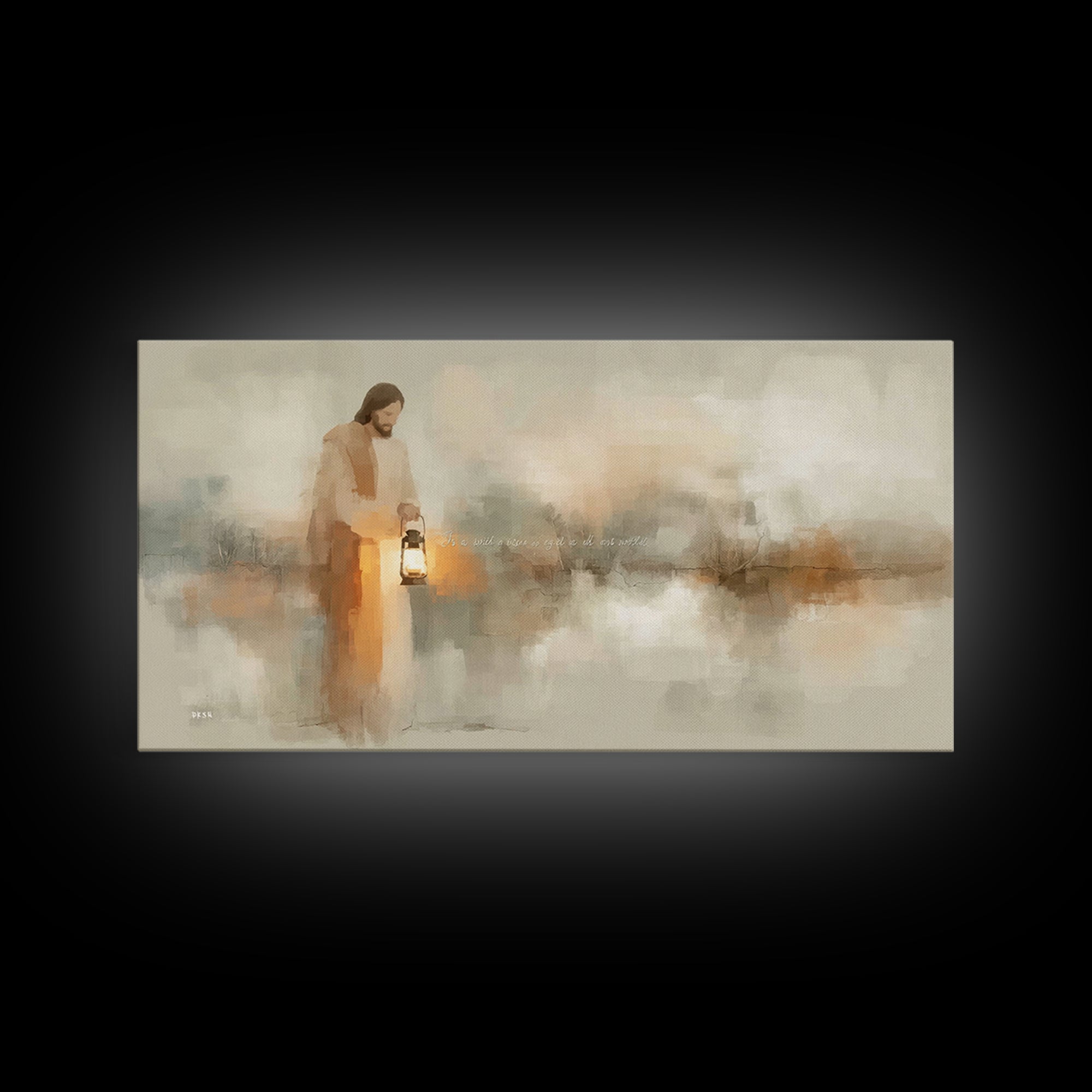 Gentle Lantern Light – Framed Canvas Print – Christian Wall Art – Christian Art Canvas – Jesus Painting – Christian Christmas Art