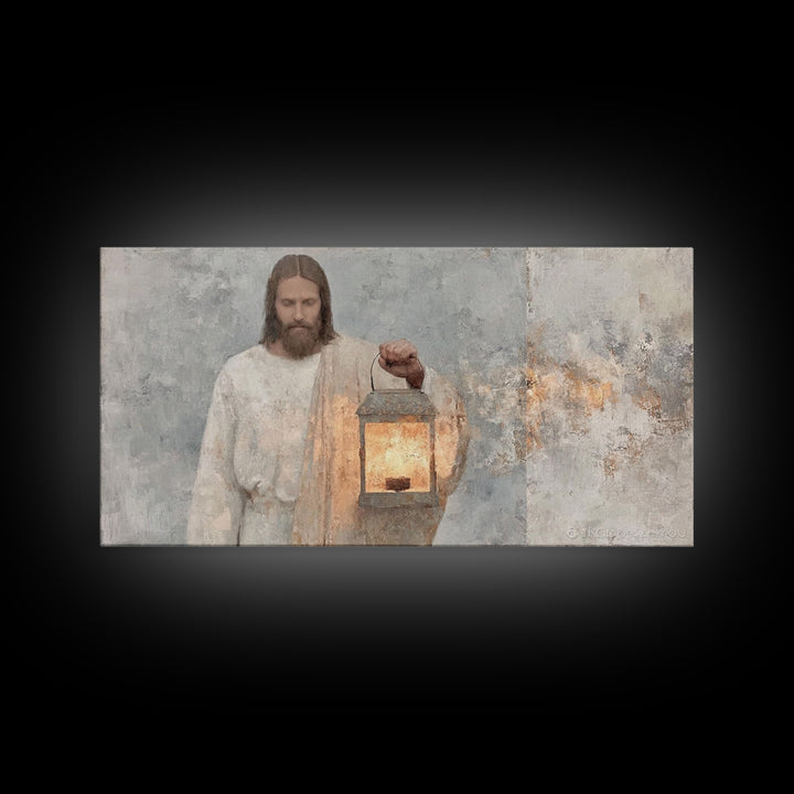 Silent Guiding Flame | Framed Canvas Print | Christian Art Canvas | Christian Wall Art | Jesus Painting | Christian Christmas