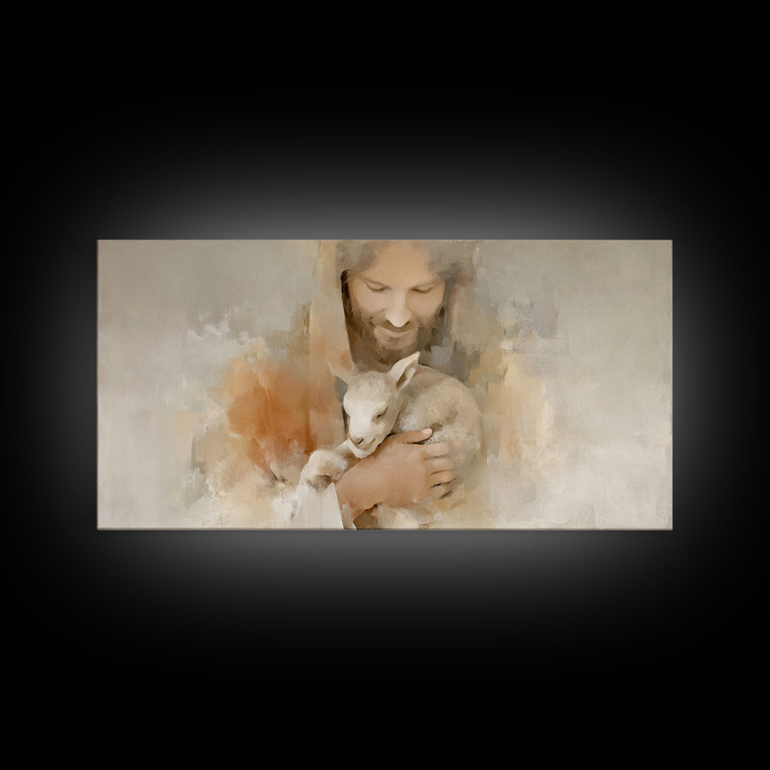 Lamb of Peace – Framed Canvas Print – Christian Art Canvas – Jesus Painting – Christian Wall Art – Christian Christmas Art