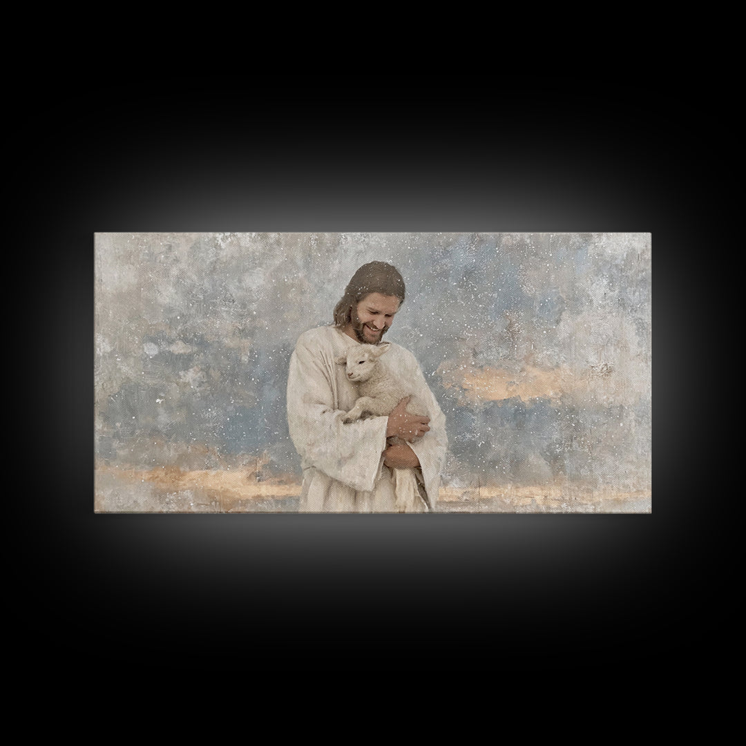 Snowfall Serenity – Framed Canvas Print – Christian Wall Art – Jesus Painting – Christian Art Canvas – Christian Christmas