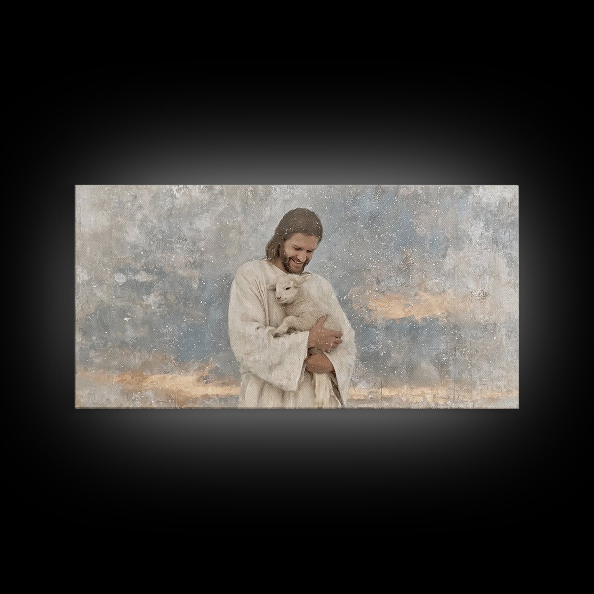 Snowfall Serenity – Framed Canvas Print – Christian Wall Art – Jesus Painting – Christian Art Canvas – Christian Christmas