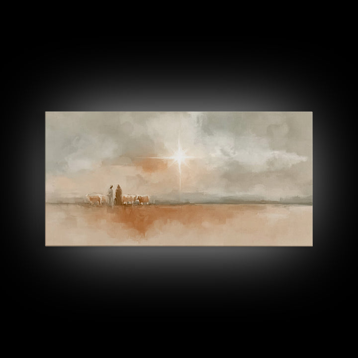 Bethlehem Morning Light, Framed Canvas Print, Christian Wall Art, Christian Art Canvas, Christmas Art, Christian Christmas Decor, Jesus Chr