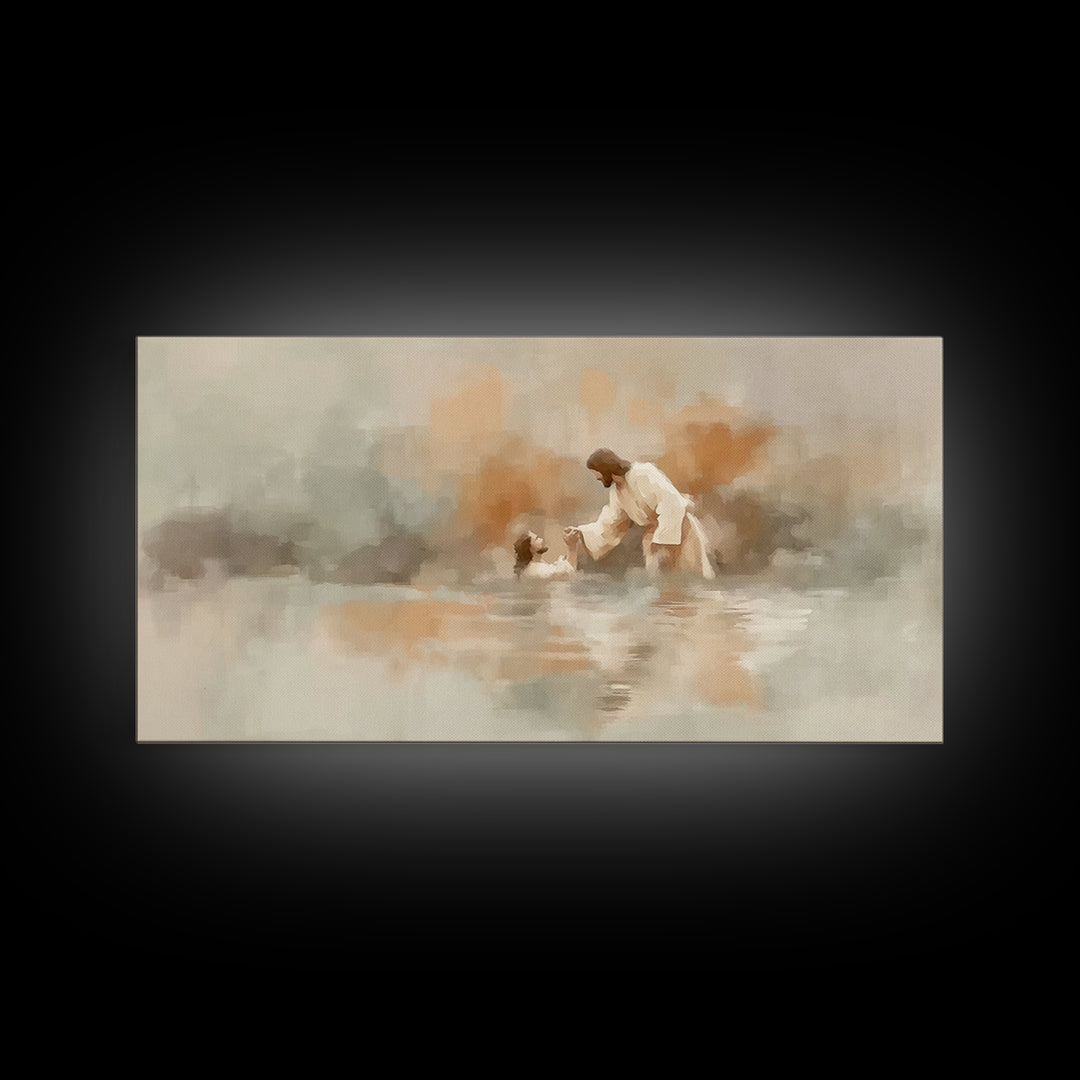 Living Waters Hope, Framed Canvas Print, Christian Wall Art, Christian Art Canvas, Jesus Painting, Christian Christmas Art