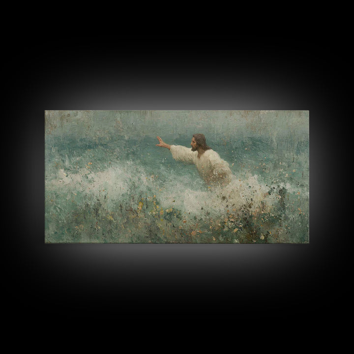 Reaching Light – Framed Canvas Print – Christian Wall Art – Christian Art Print – Jesus Painting – Vintage Christian Art – Christian Home D