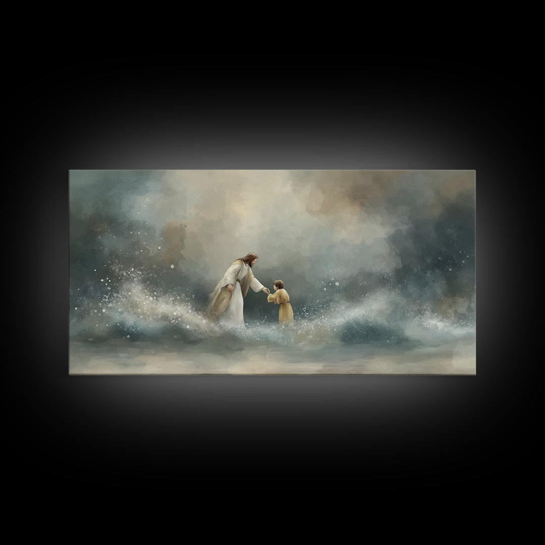 Guiding Calm – Framed Canvas Print – Christian Art Canvas – Christian Wall Art – Jesus Painting – Moody Christian Art – Christian Gift Idea