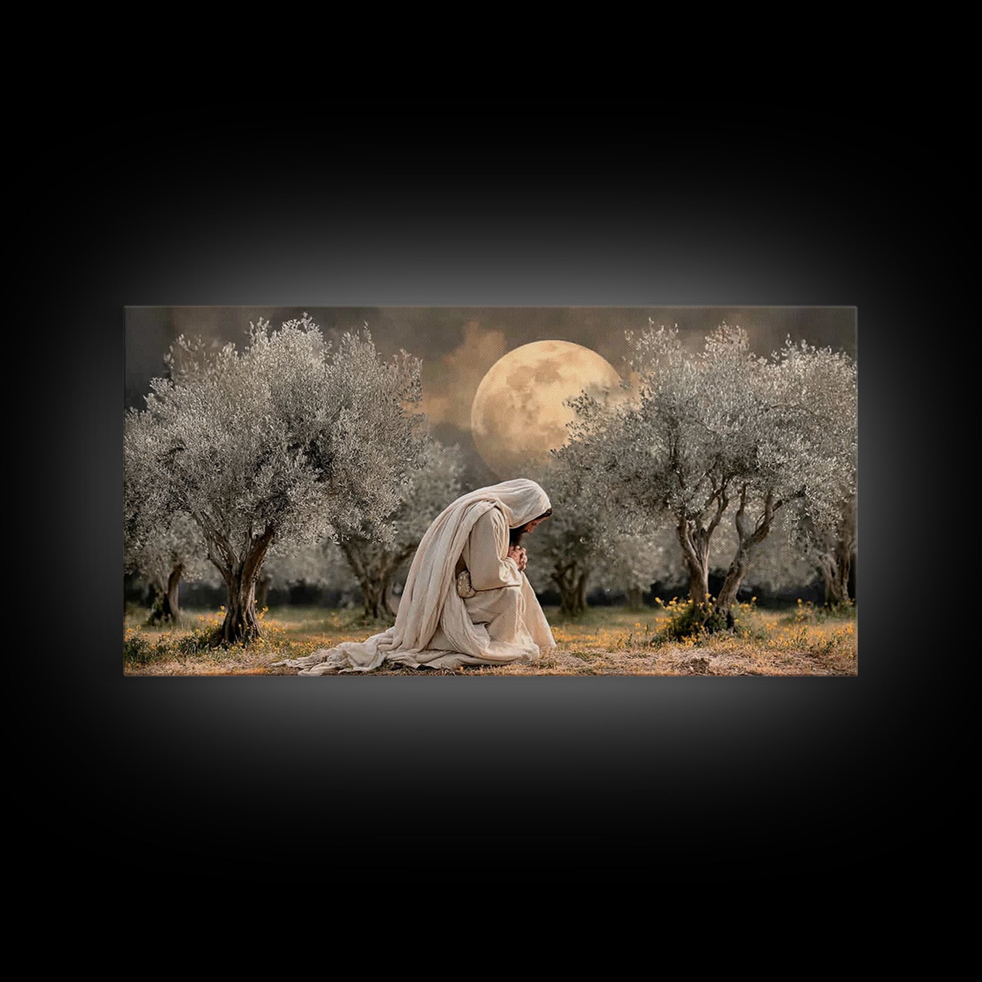Garden Prayer – Framed Canvas Print – Christian Wall Art – Christian Art Canvas – Jesus Painting – Subtle Christian Art – Christian Gift