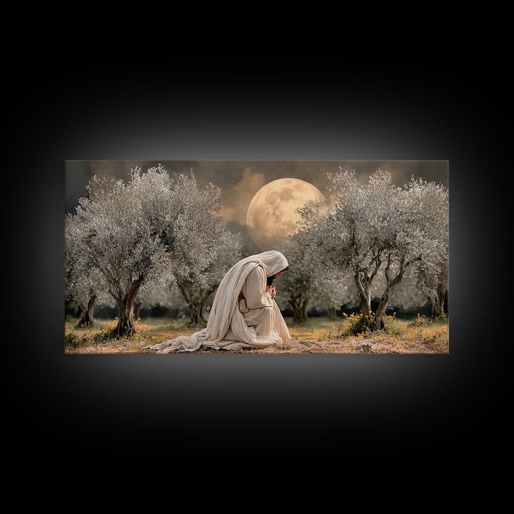 Garden Prayer – Framed Canvas Print – Christian Wall Art – Christian Art Canvas – Jesus Painting – Subtle Christian Art – Christian Gift