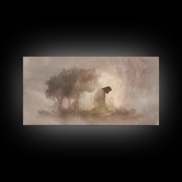 Sacred Stillness – Framed Canvas Print – Modern Christian Art – Christian Wall Art – Jesus Painting – Christian Art Canvas – Christian Gift