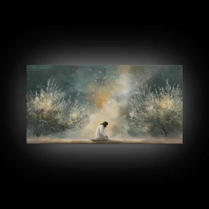Olive Grove Peace – Framed Canvas Print – Christian Wall Art – Christian Art Print – Jesus Painting – Moody Christian Art – Christian Chris