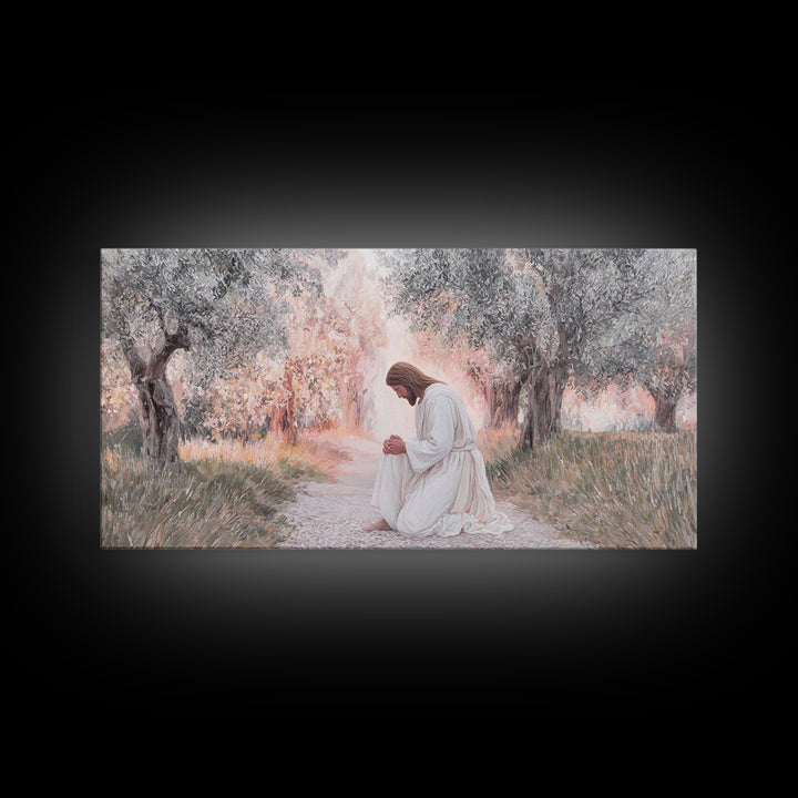 Olive Grove Light | Framed Canvas Print | Christian Art Canvas | Modern Christian Art | Jesus Painting | Christian Wall Art | Christian Gif