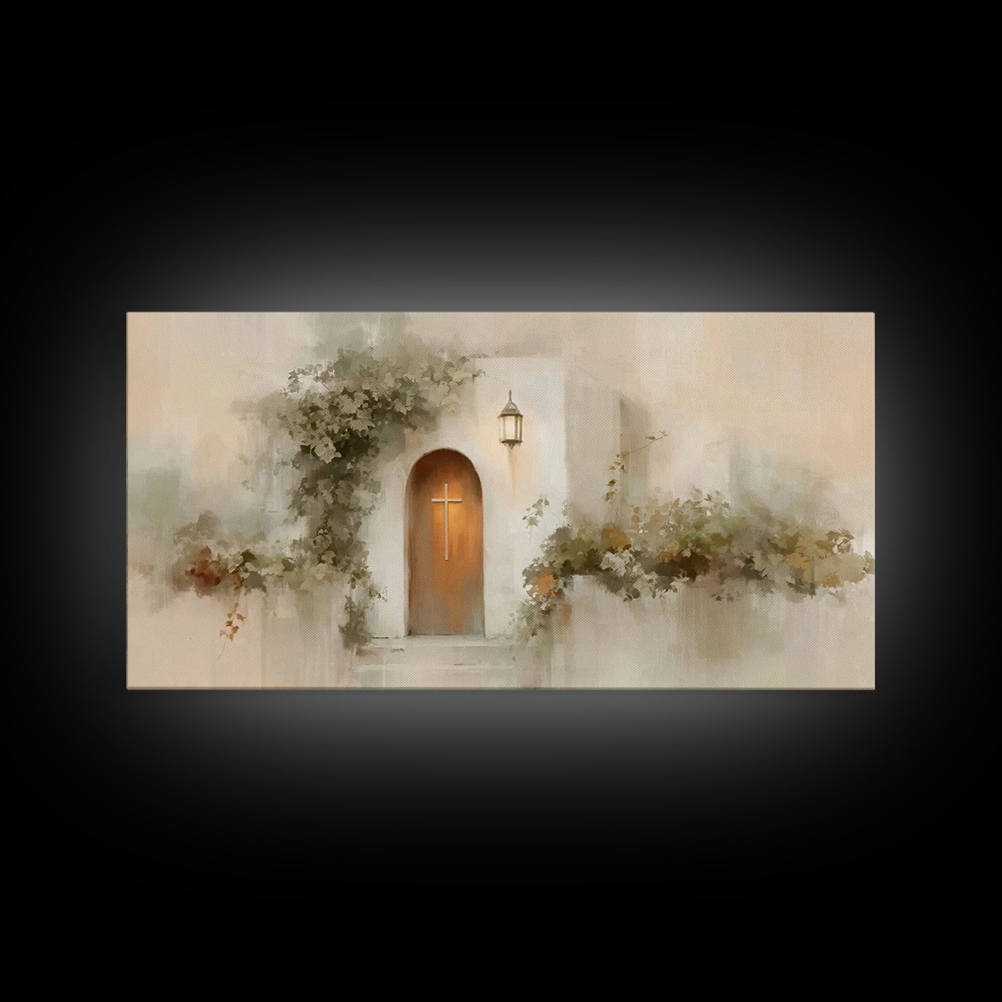 Cross At The Door | Framed Canvas Print | Christian Wall Art | Christian Christmas Art | Christian Art Canvas | Christian Decor | Modern Ch
