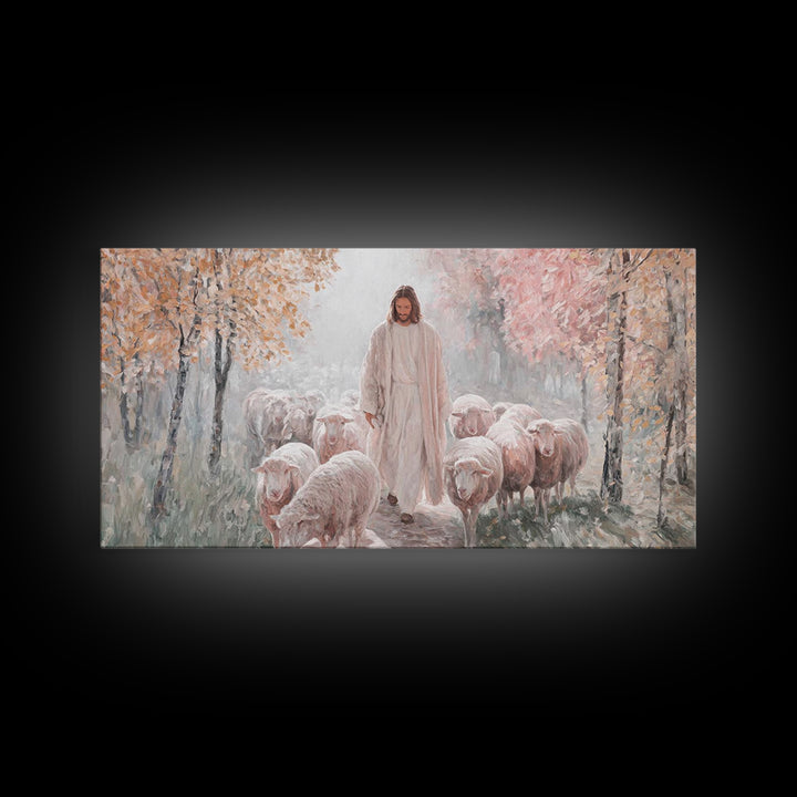 Autumn Mercy Walk, Framed Canvas Print, Christian Wall Art, Jesus Painting, Christian Art Canvas, Modern Christian Art, Christian Christmas