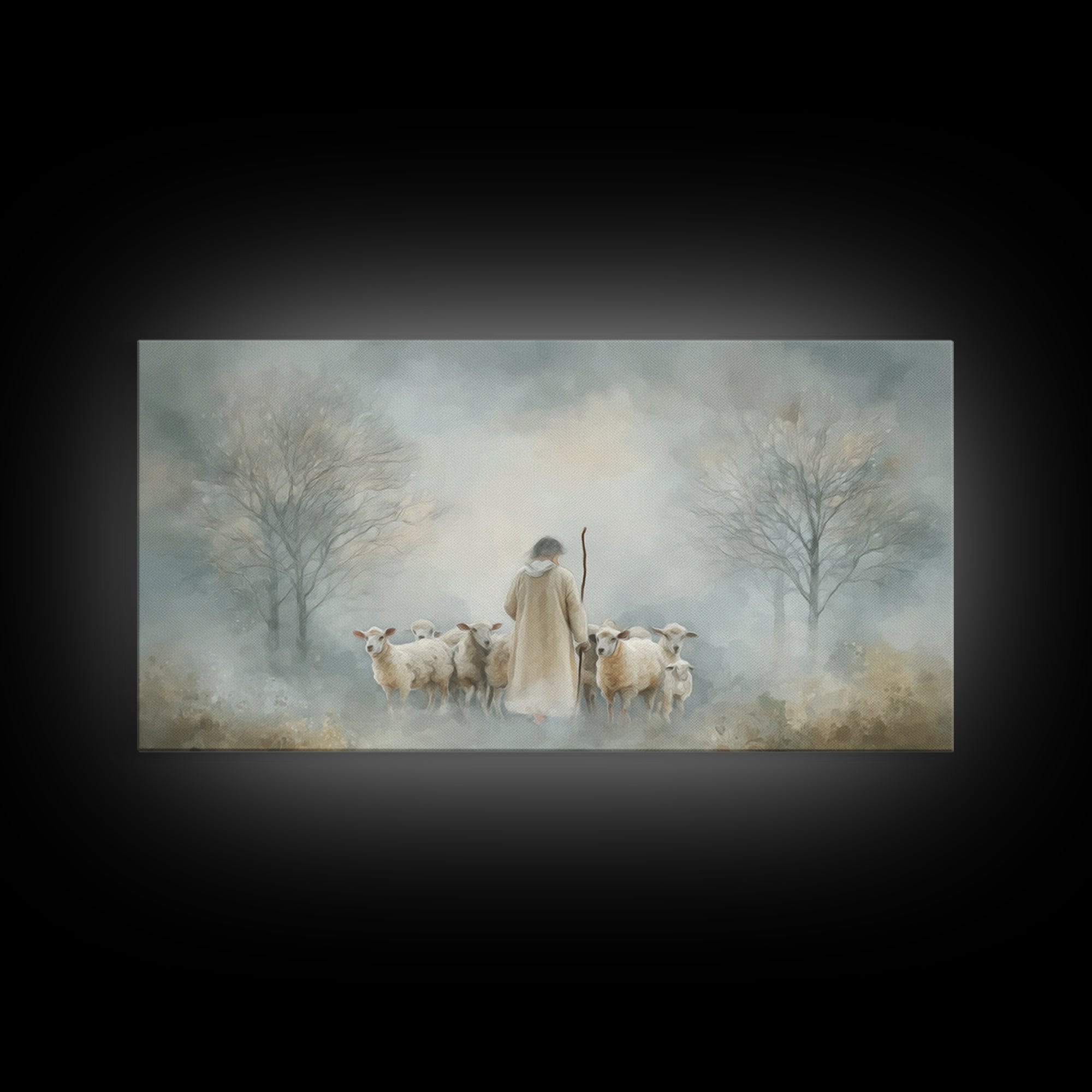 Forest of Stillness – Framed Canvas Print – Christian Wall Art – Christian Art Canvas – Jesus Painting – Moody Christian Art – Christmas Ar