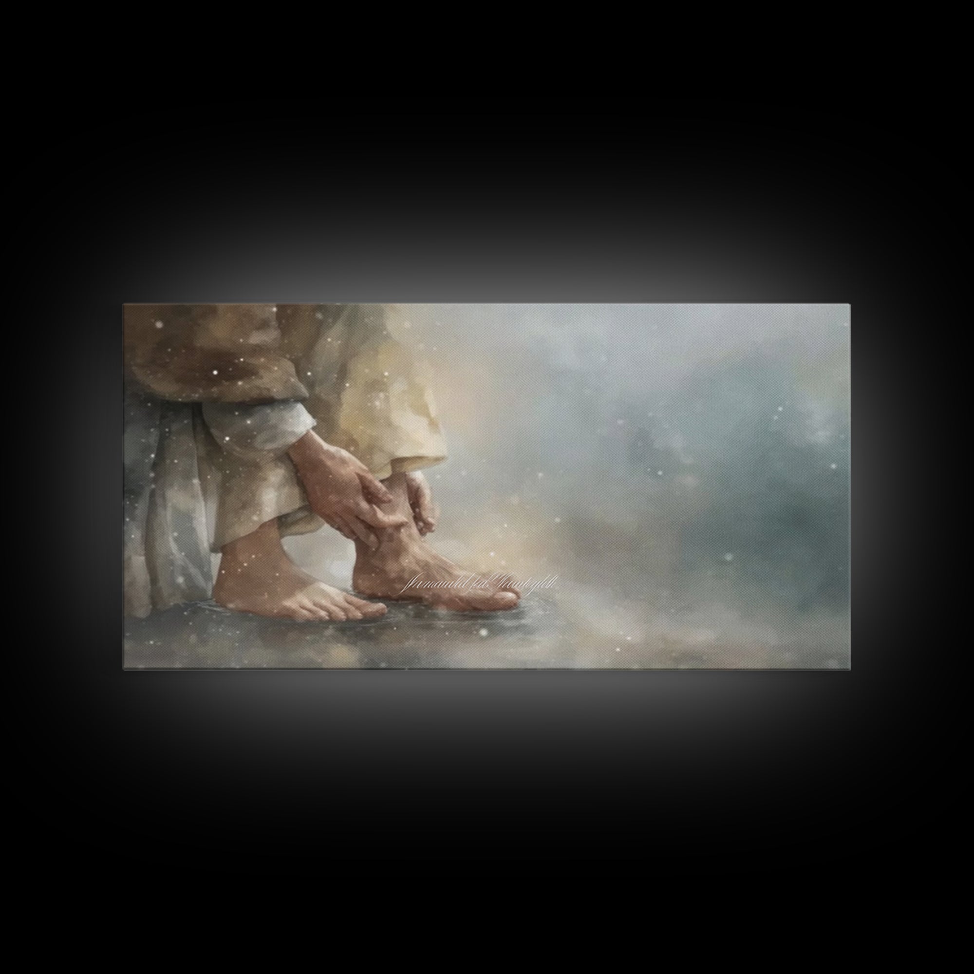 Footsteps Of Love – Framed Canvas Print – Christian Art Canvas – Christian Wall Art – Christian Decor – Modern Christian Painting – Christi