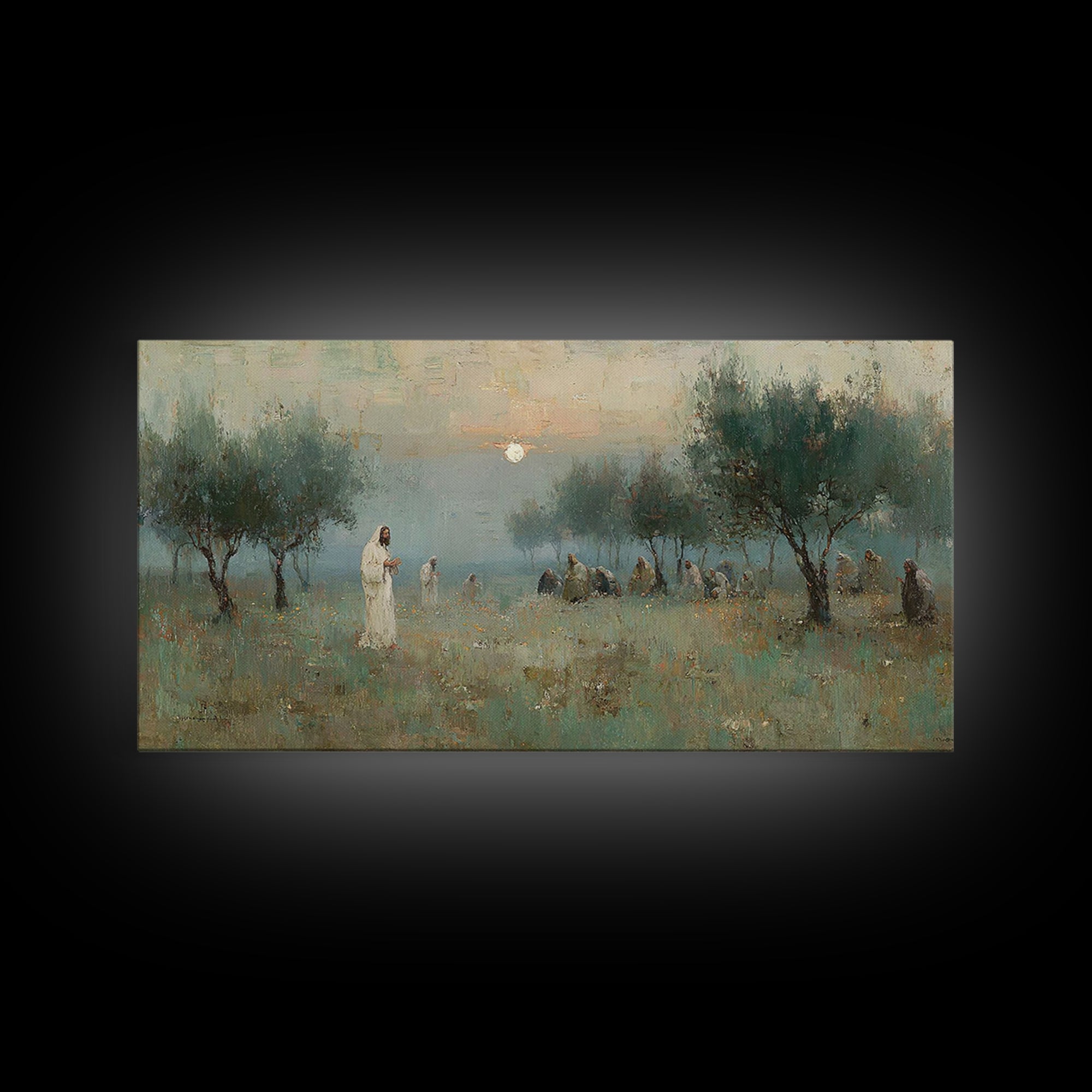 Garden Vigil – Framed Canvas Print – Christian Wall Art – Jesus Painting – Christian Art Canvas – Christian Gift – Christmas Wall Art