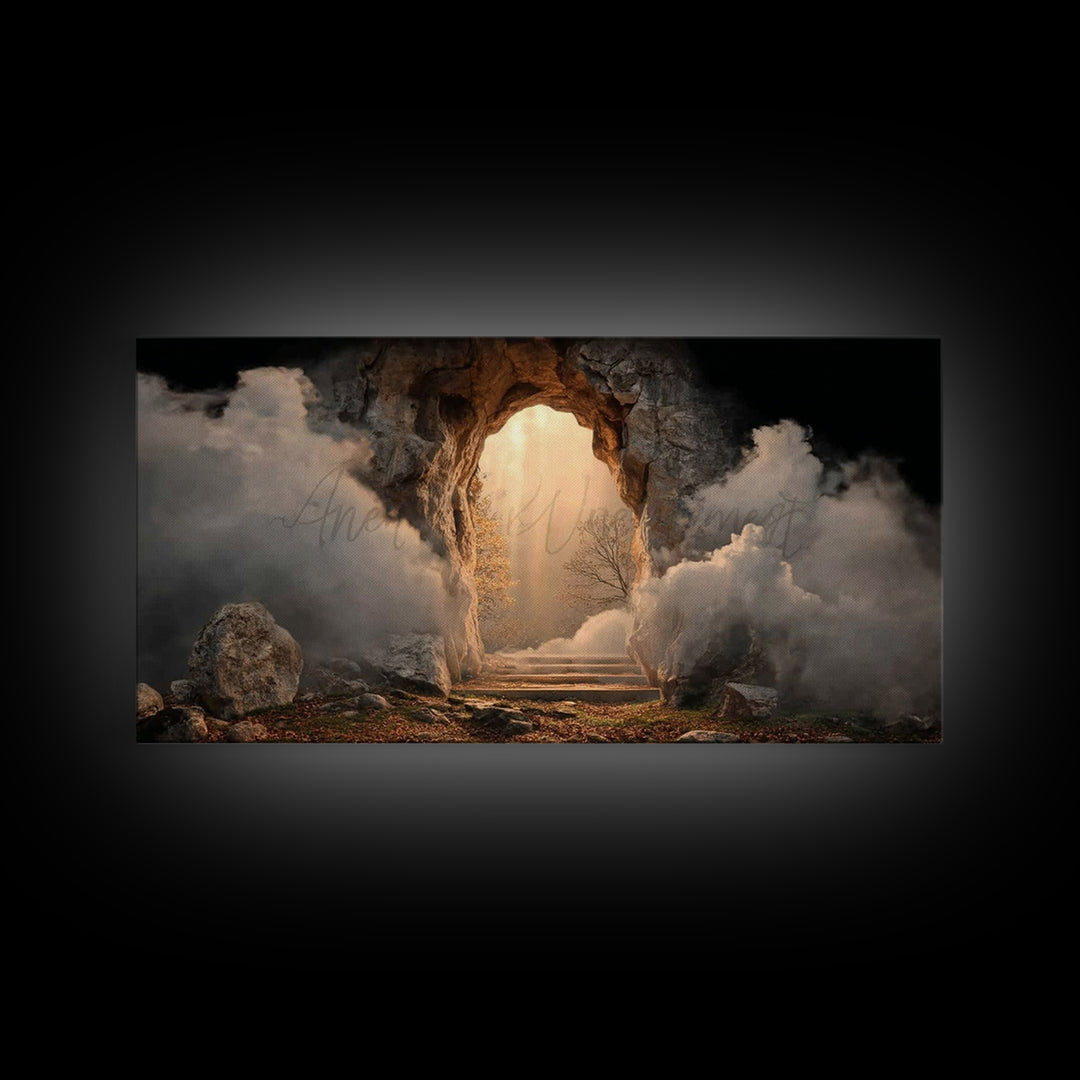 Risen Light, Framed Canvas Print, Christian Wall Art, Christian Art Canvas, Jesus Painting, Christian Christmas Art, Christian Gift