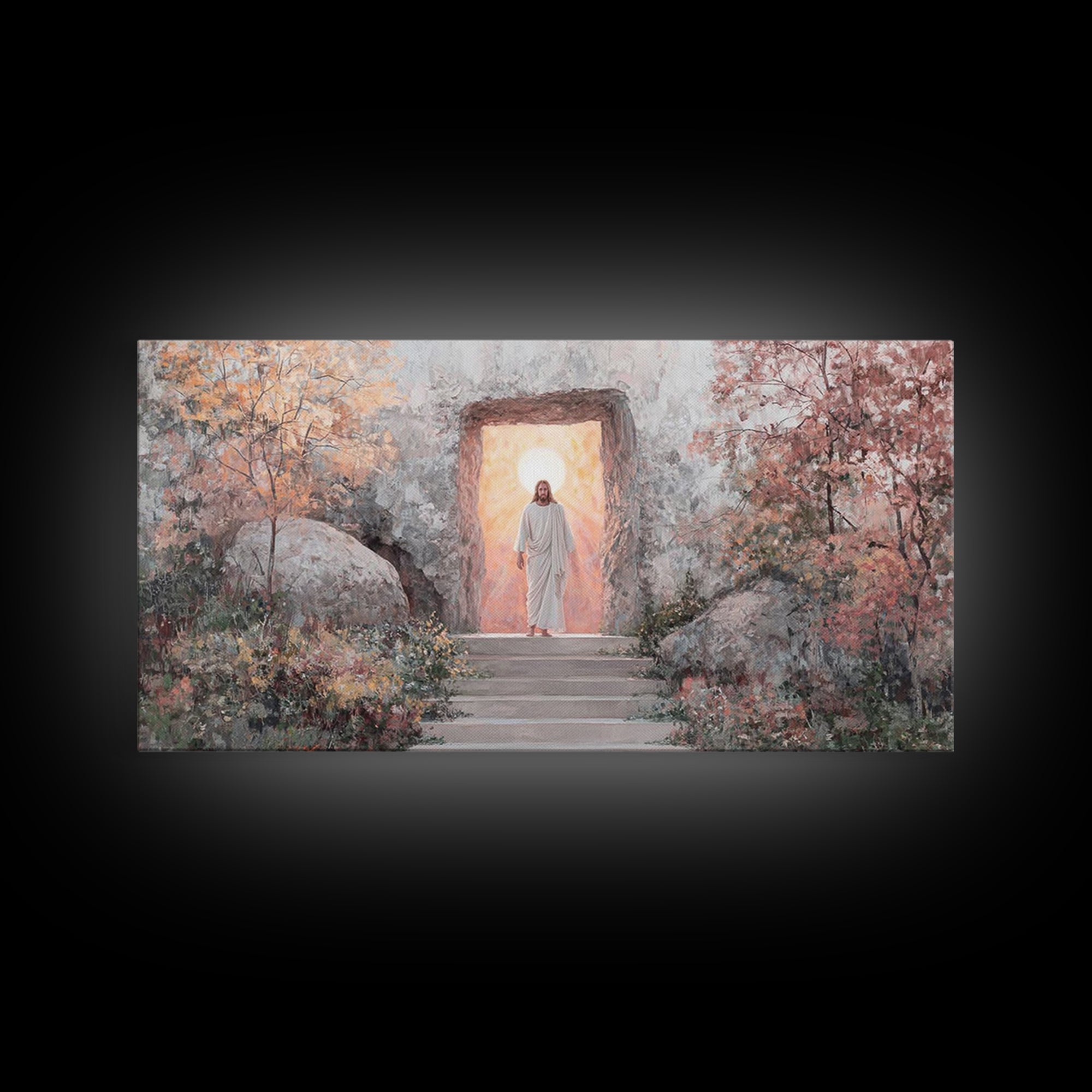 Autumn Resurrection, Framed Canvas Print, Christian Wall Art, Christian Art Canvas, Jesus Painting, Large Christian Art, Christian Christma