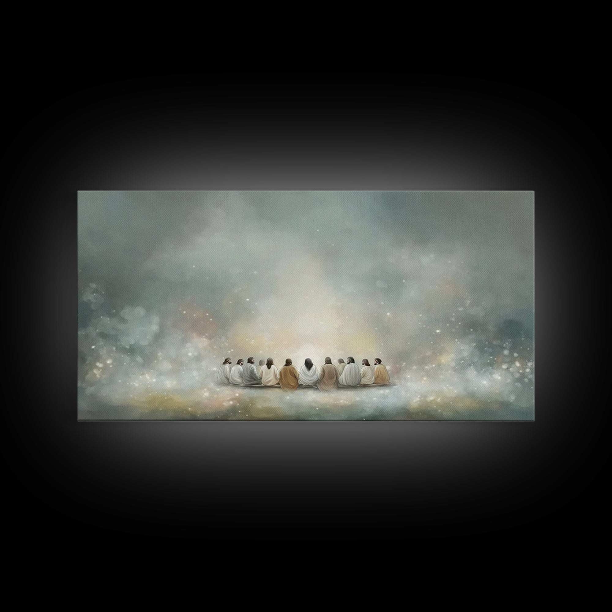 Heavenly Gathering, Framed Canvas Print, Christian Wall Art, Christian Art Canvas, Jesus Painting, Large Christian Art, Christian Gift Idea