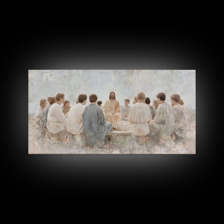 Mountain Sermon – Framed Canvas Print – Christian Art Canvas – Christian Wall Art – Jesus Painting – Christian Gift Ideas – Christian Art