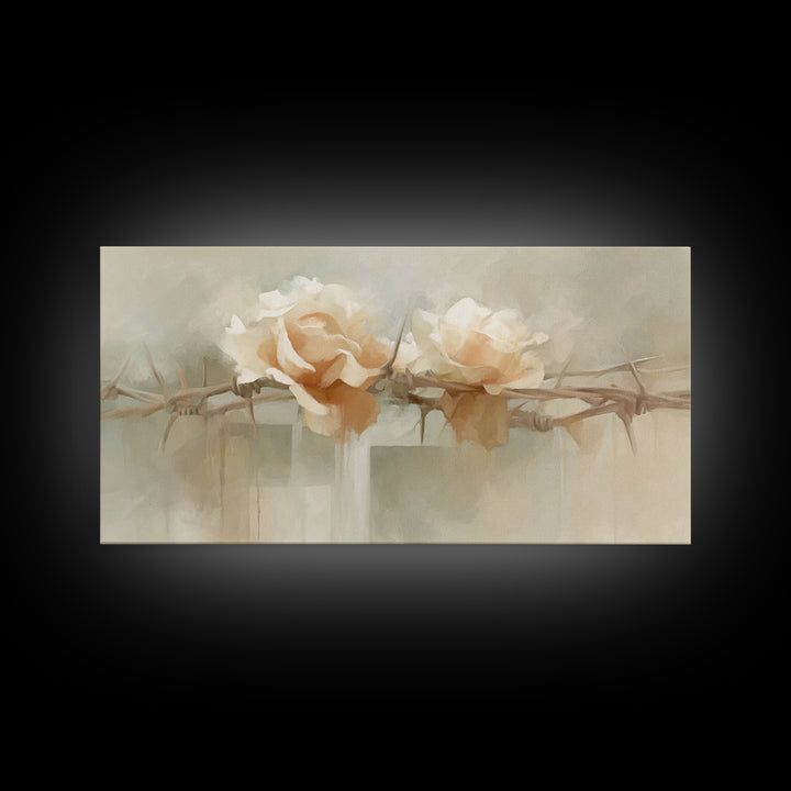 Roses Of Redemption – Framed Canvas Print – Christian Wall Art – Christian Art Canvas – Christian Decor – Christian Painting – Modern Chris