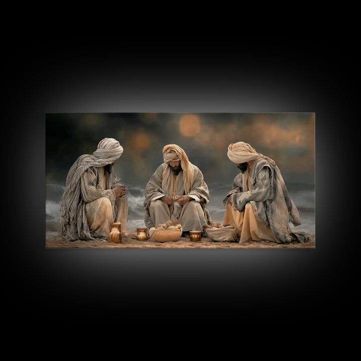 Bread Of Fellowship, Framed Canvas Print, Christian Wall Art, Christian Art Canvas, Moody Christian Art, Jesus Painting, Christian Gift Ide
