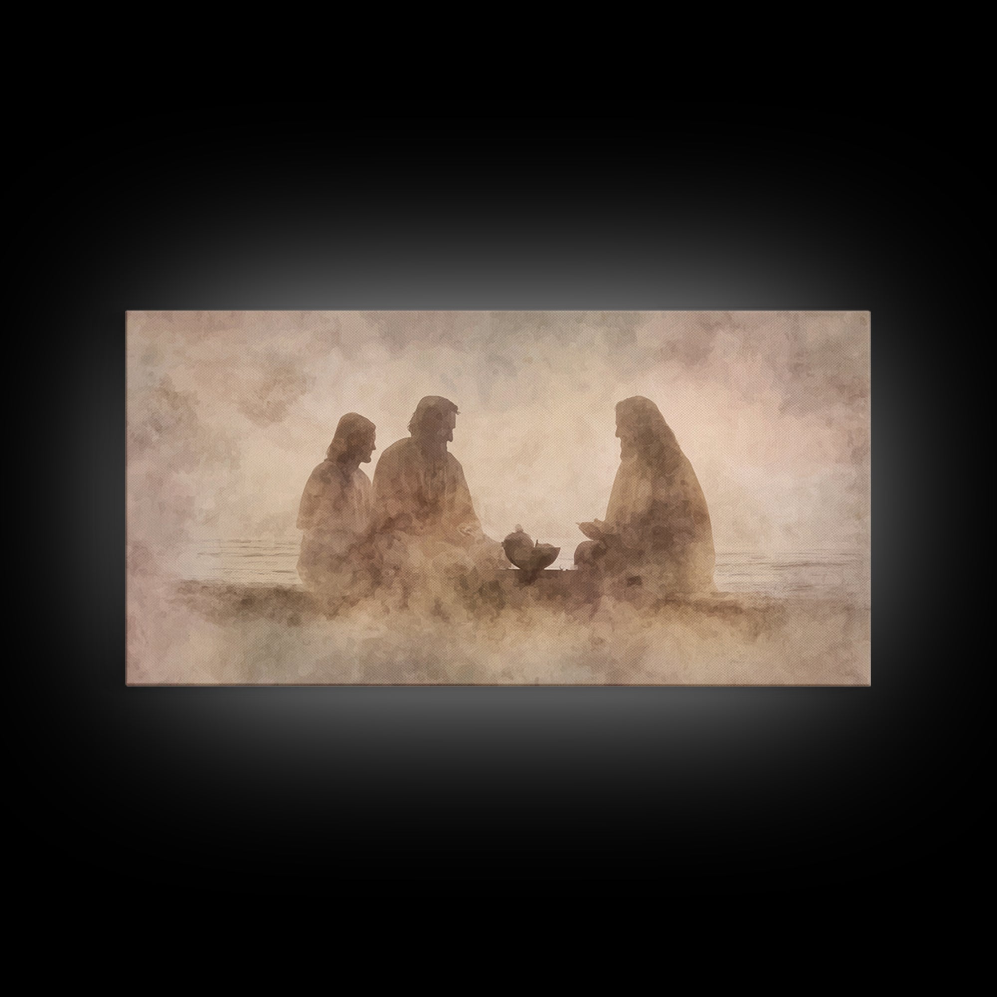 Evening Fellowship | Framed Canvas Print | Christian Art Canvas | Modern Christian Art | Jesus Painting | Christian Wall Art | Christian De