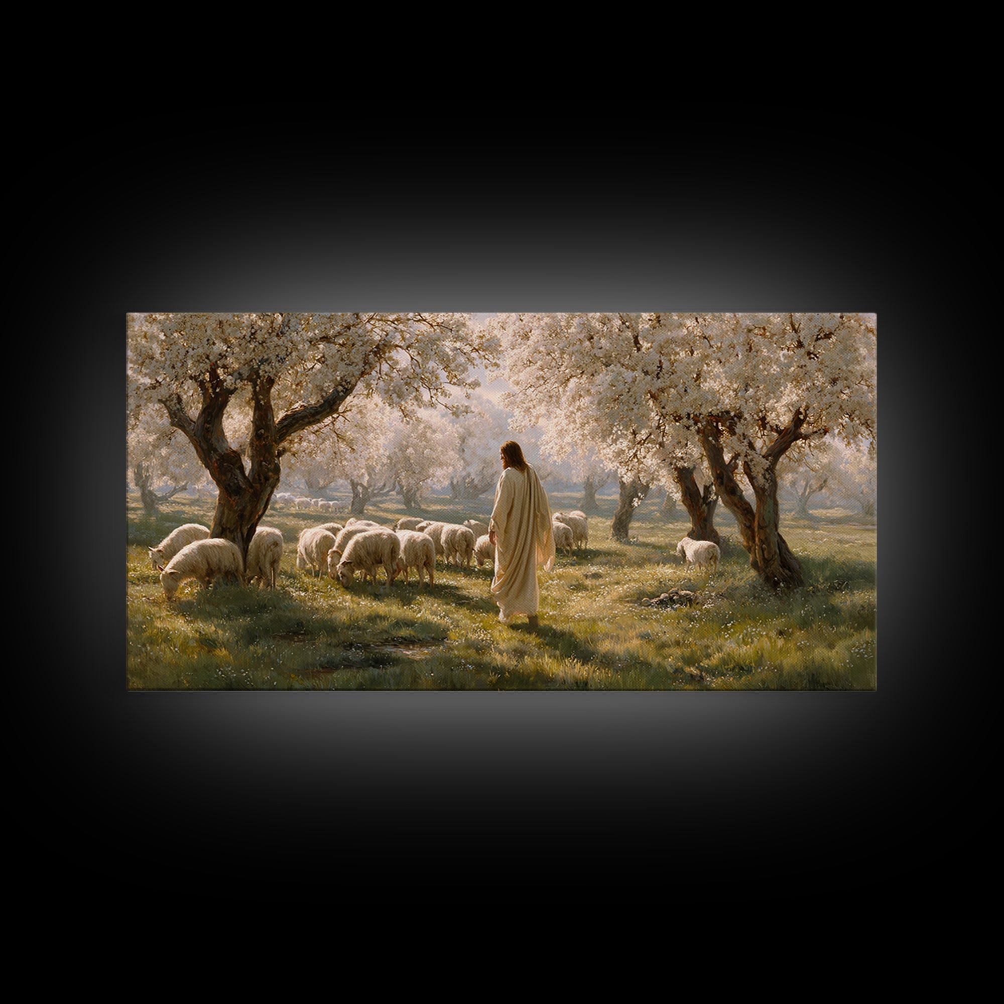 Pastoral Bloom, Framed Canvas Print, Christian Art Canvas, Christian Painting, Large Jesus Painting, Christian Wall Art, Christian Gift Ide
