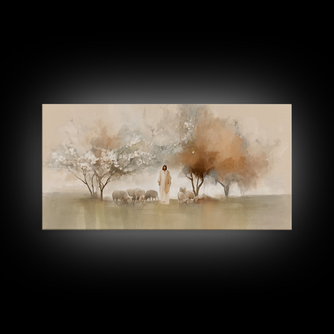 Garden Shepherd – Framed Canvas Print – Christian Wall Art – Jesus Painting – Christian Art Canvas – Modern Christian Painting – Christian