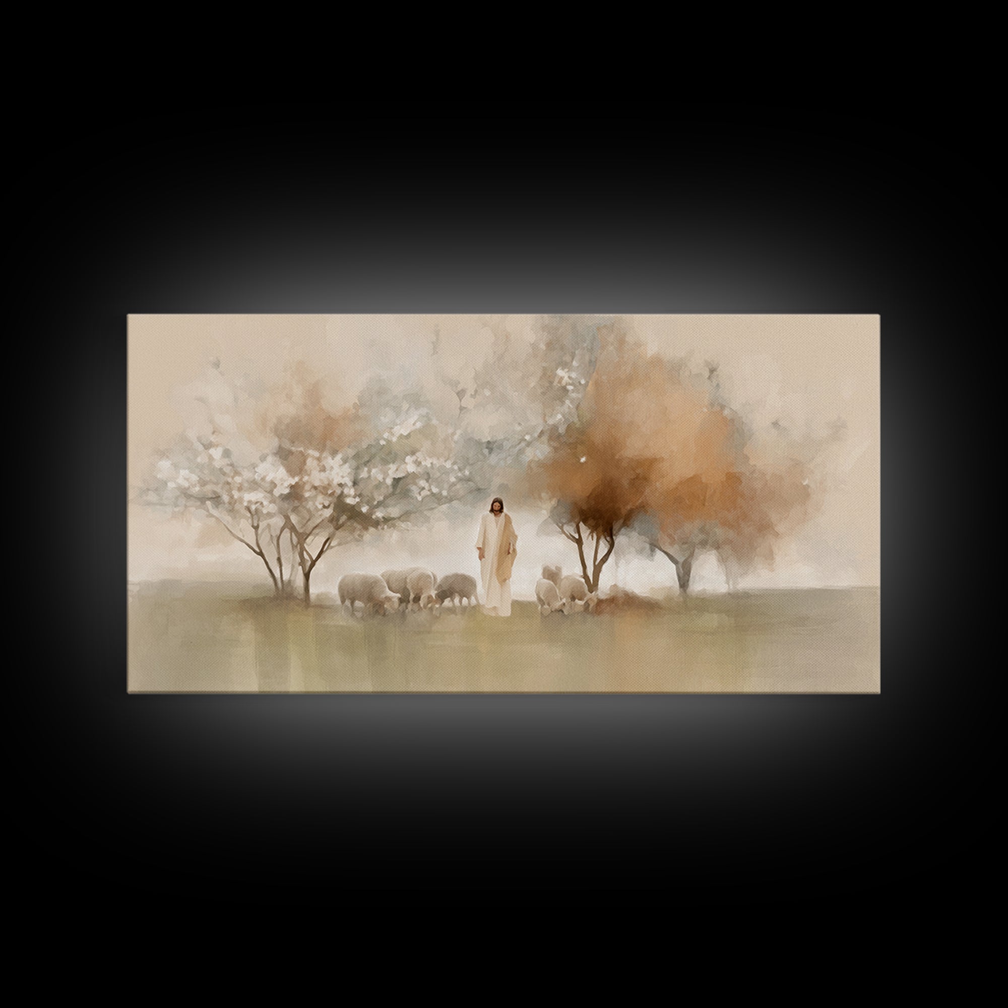 Garden Shepherd – Framed Canvas Print – Christian Wall Art – Jesus Painting – Christian Art Canvas – Modern Christian Painting – Christian
