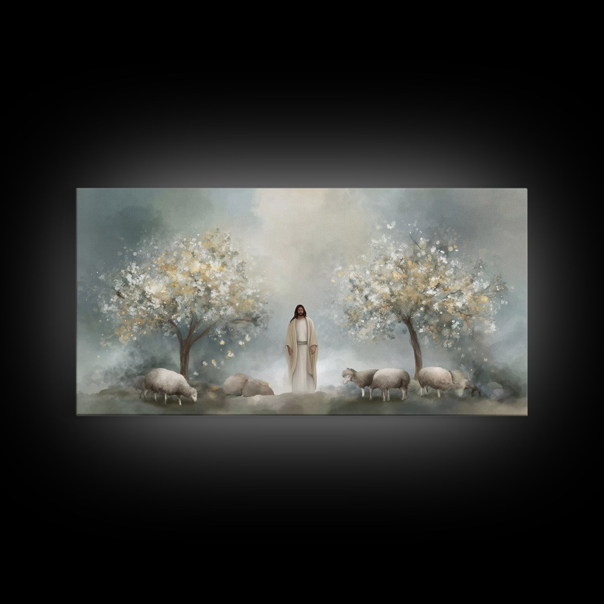 Blossoms Of Mercy – Framed Canvas Print – Christian Painting – Christian Art Canvas – Jesus Art Print – Christian Wall Art – Christian Gift