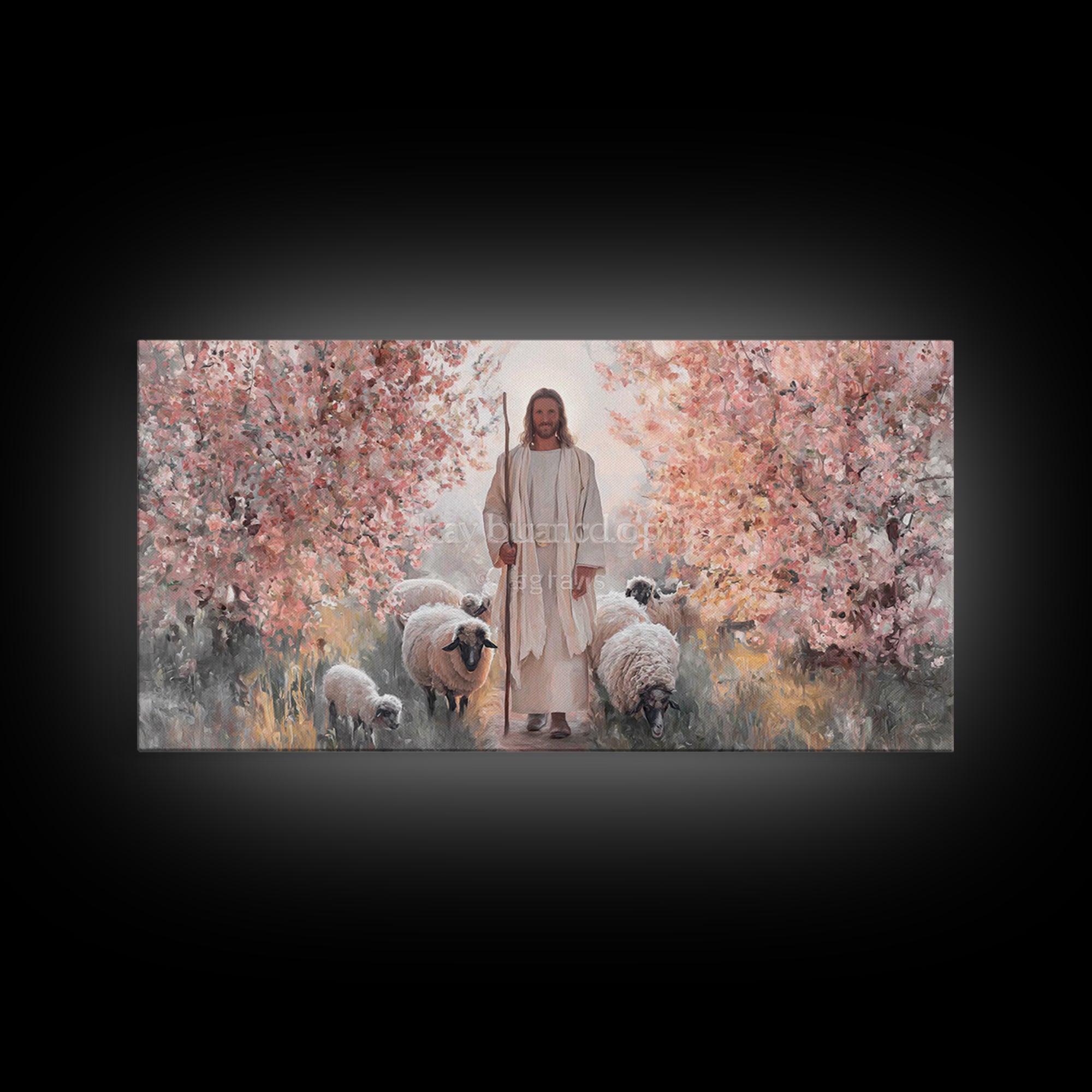 Radiant Shepherd, Framed Canvas Print, Christian Wall Art, Jesus Painting, Christian Art Canvas, Modern Christian Art, Christian Decor