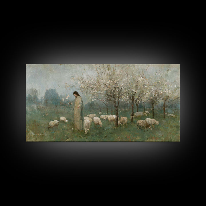 Morning Pasture Blessing – Framed Canvas Print – Christian Wall Art – Jesus Canvas Art – Christian Decoration – Christmas Art – Christian A