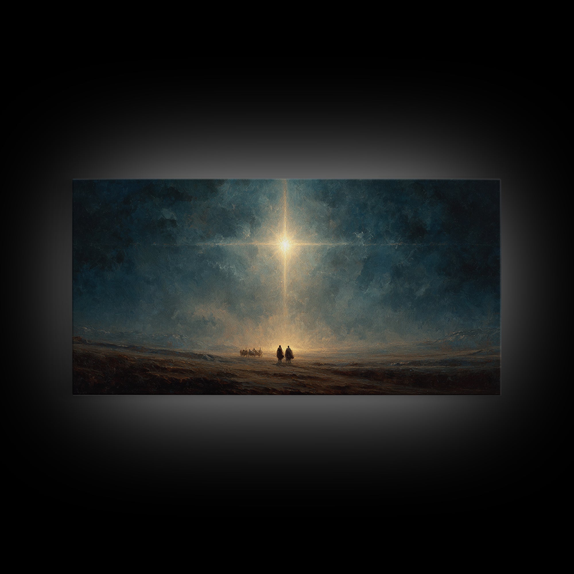 Night Of Glory – Framed Canvas Print – Christian Christmas Art – Christian Wall Art – Christian Art Canvas – Moody Christmas Art – Jesus Pa