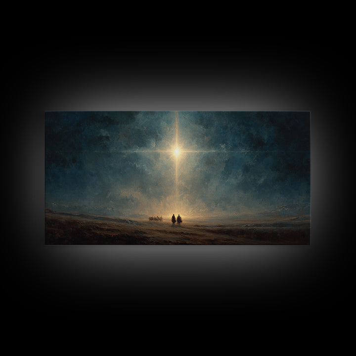 Night Of Glory – Framed Canvas Print – Christian Christmas Art – Christian Wall Art – Christian Art Canvas – Moody Christmas Art – Jesus Pa
