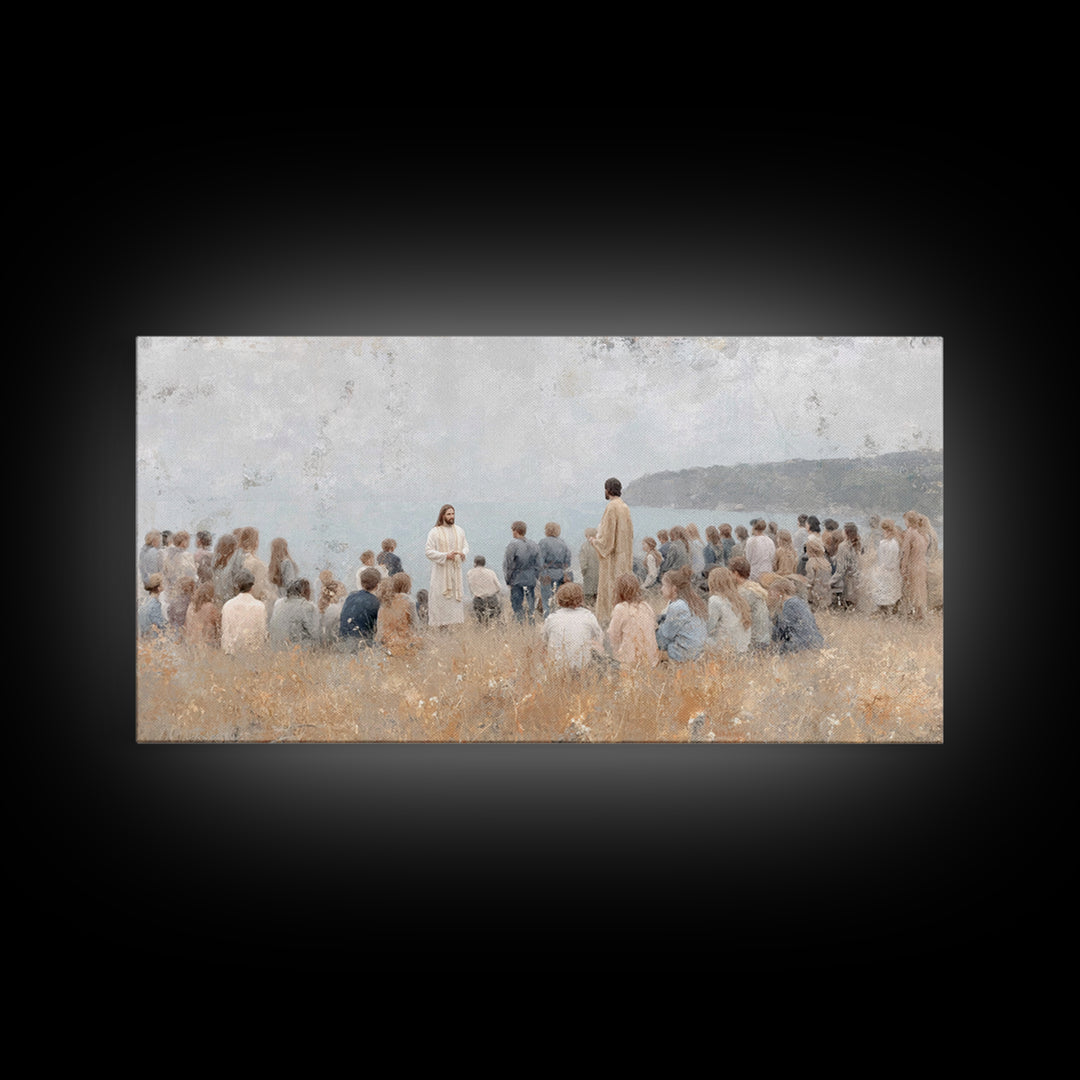 Shore Of Promise – Framed Canvas Print – Jesus Painting – Christian Wall Art – Christian Art Canvas – Minimalist Christian Art – Christian
