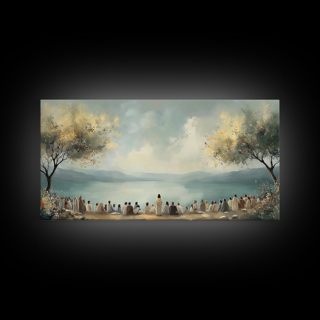 Peaceful Gathering – Framed Canvas Print – Christian Art Canvas – Christian Wall Art – Jesus Painting – Christian Art Print – Christian Chr