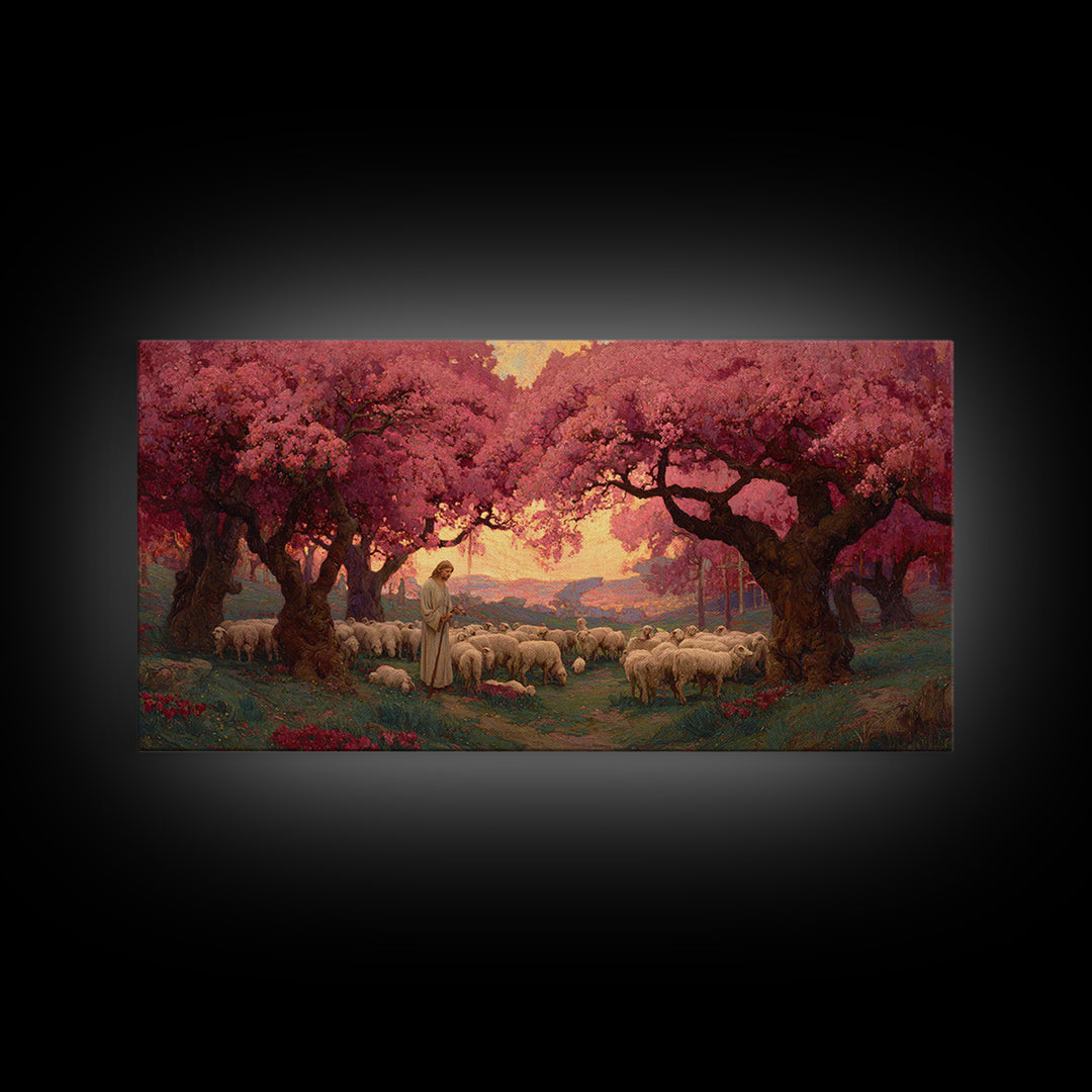 Shepherd’s Promise – Framed Canvas Print – Christian Art Canvas – Christian Wall Art – Large Jesus Painting – Christian Painting – Christia