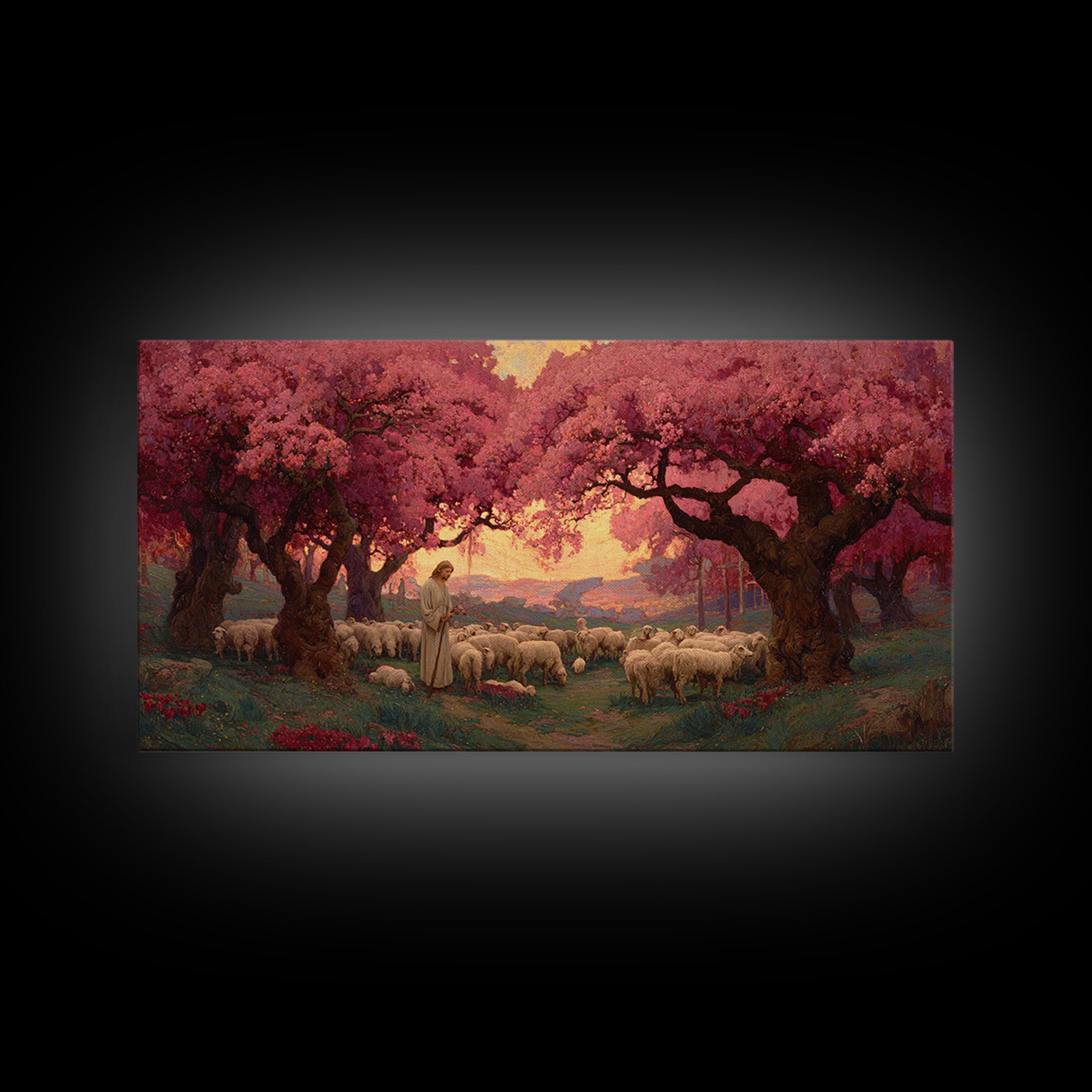 Shepherd’s Promise – Framed Canvas Print – Christian Art Canvas – Christian Wall Art – Large Jesus Painting – Christian Painting – Christia