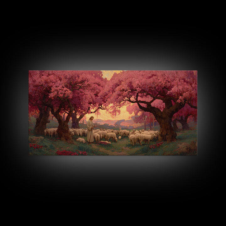 Shepherd’s Promise – Framed Canvas Print – Christian Art Canvas – Christian Wall Art – Large Jesus Painting – Christian Painting – Christia