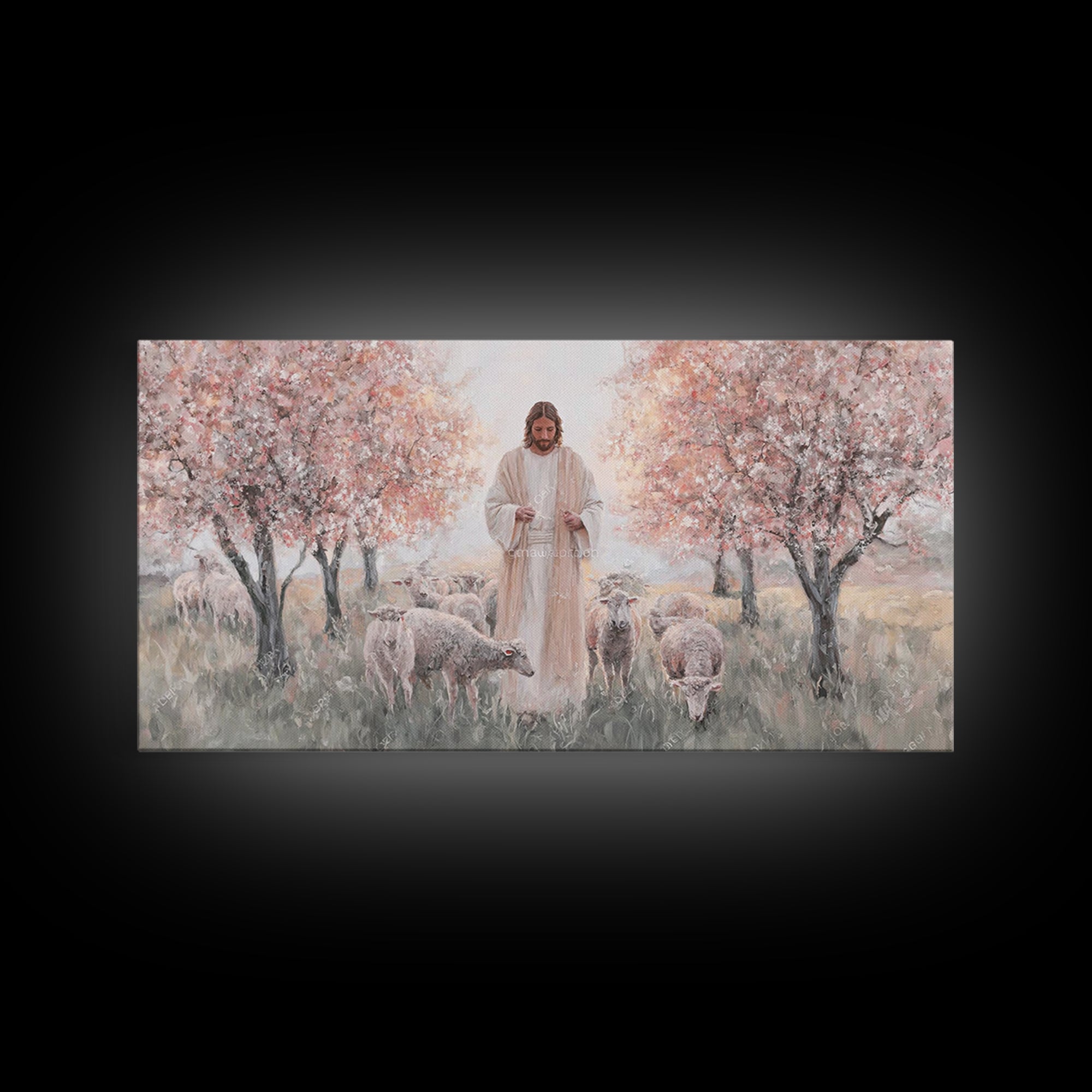 Blooming Shepherd – Framed Canvas Print – Christian Art Canvas – Christian Paintings – Jesus Painting – Christian Wall Art – Framed Christi