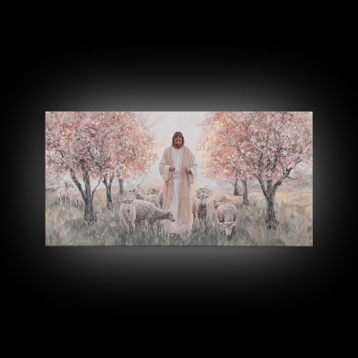 Blooming Shepherd – Framed Canvas Print – Christian Art Canvas – Christian Paintings – Jesus Painting – Christian Wall Art – Framed Christi