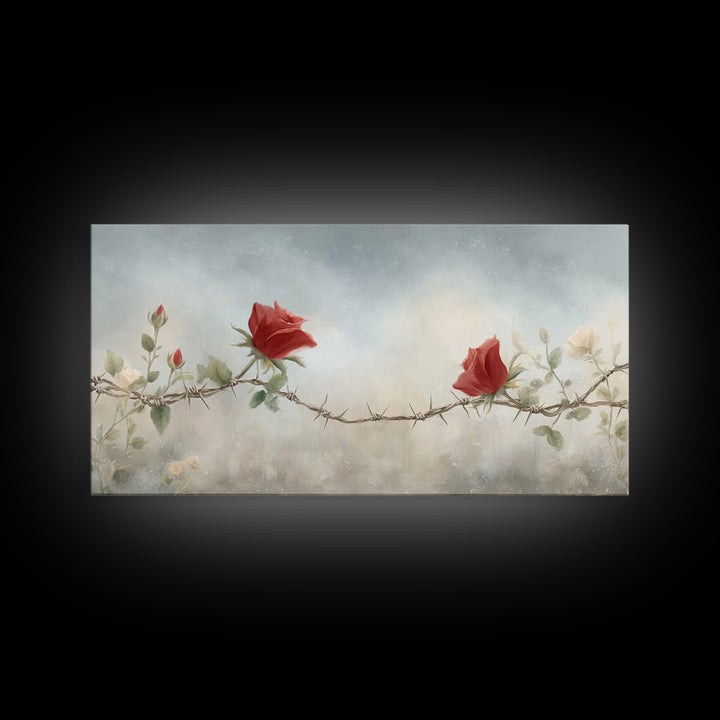Roses Of Mercy | Framed Canvas Print | Christian Wall Art | Christian Art Canvas | Subtle Christian Art | Modern Christian Art | Christian
