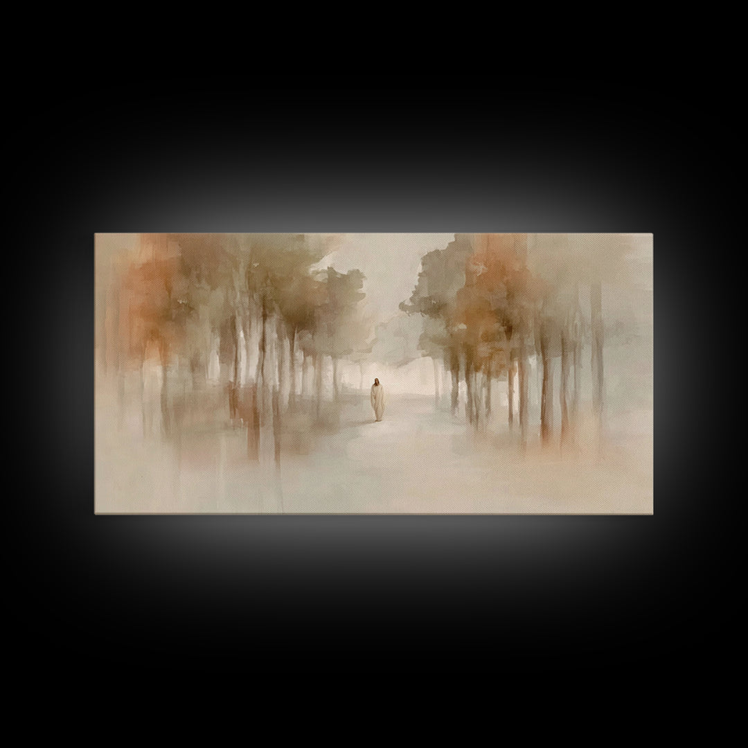 Quiet Footsteps – Framed Canvas Print – Christian Art Print – Christian Wall Art – Minimalist Christian Art – Jesus Painting – Christian Ar