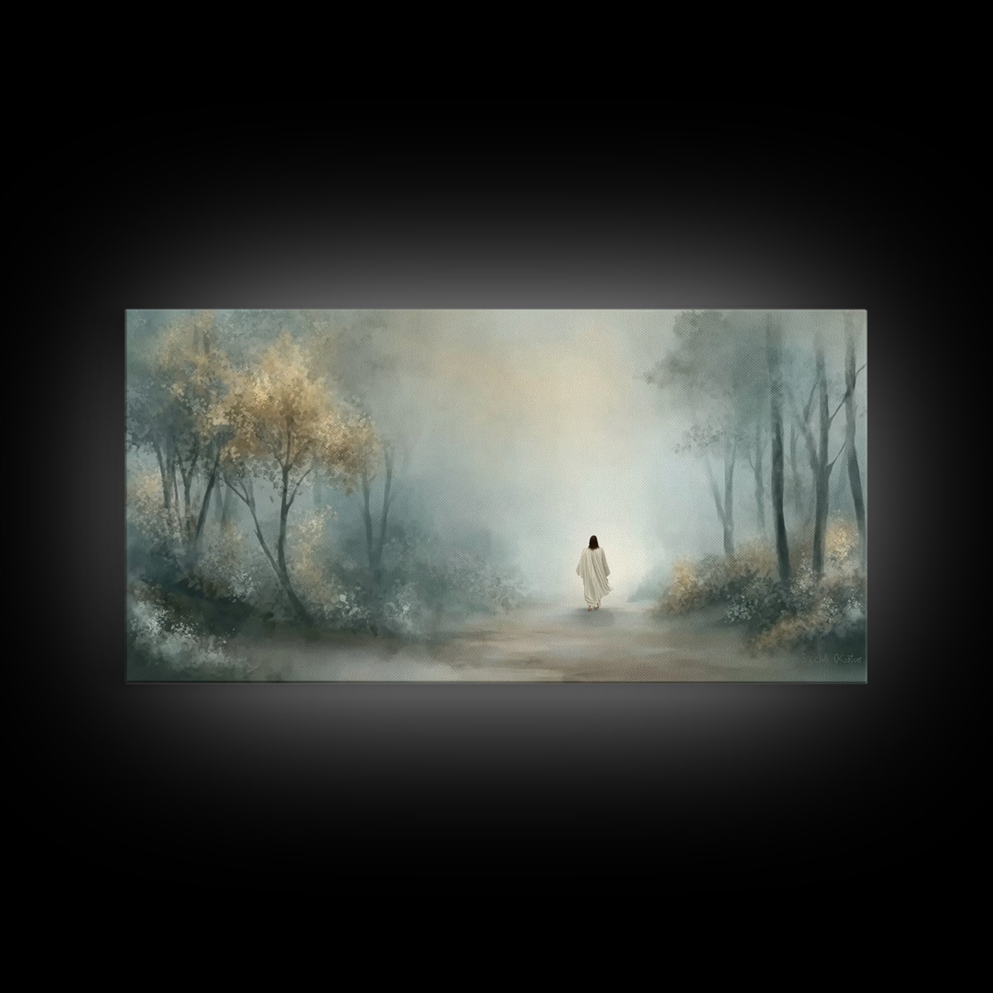 Misty Calling – Framed Canvas Print – Christian Wall Art – Christian Art Canvas – Jesus Painting – Moody Christian Art – Christian Art Work