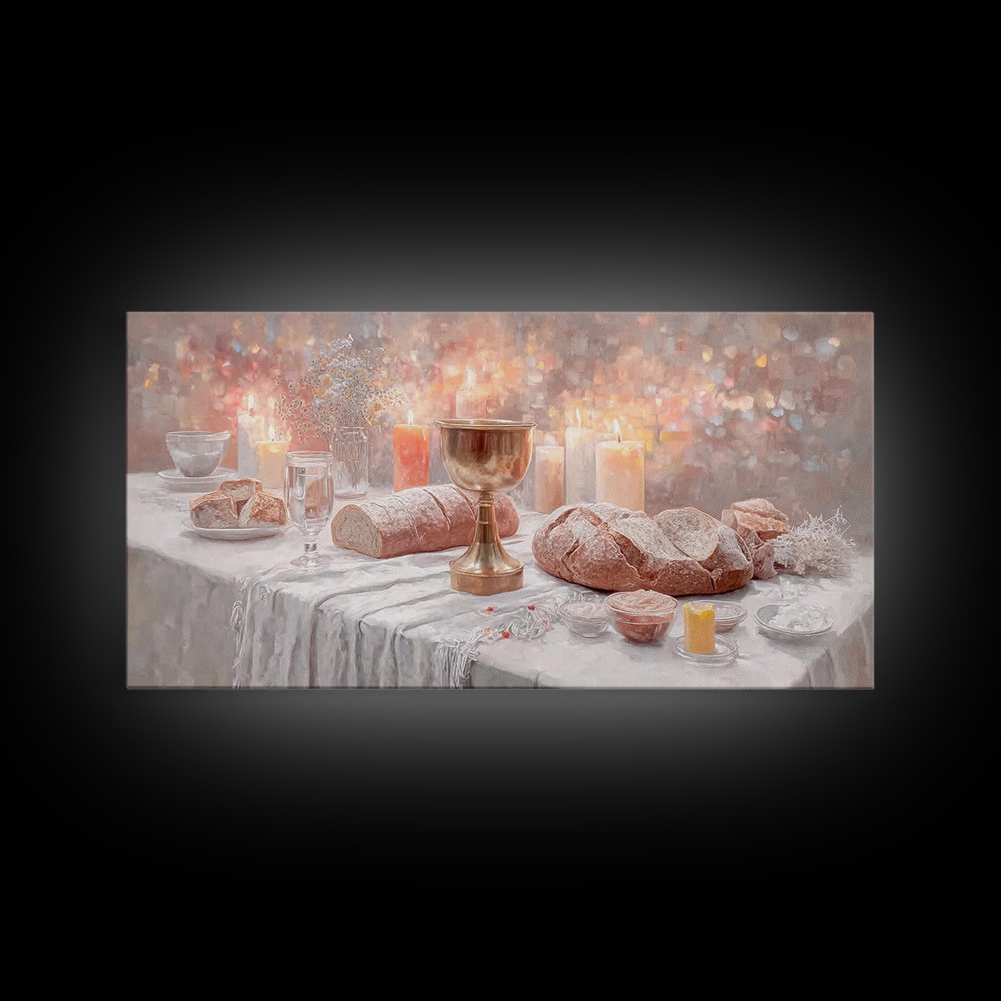 Table Of Grace, Framed Canvas Print, Christian Art Canvas, Christian Wall Art, Christian Painting, Christmas Wall Art, Christian Decor For