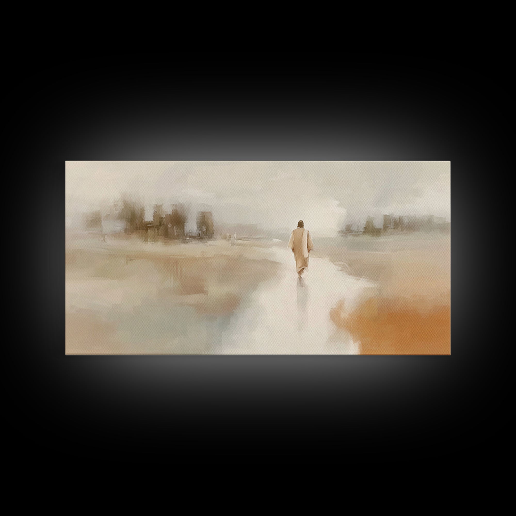 Silent Dawn Journey – Framed Canvas Print – Christian Art Canvas – Christian Wall Art – Jesus Painting – Christian Gift
