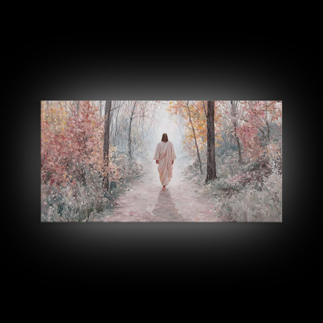 Soft Heavenly Road | Framed Canvas Print | Christian Art Canvas | Jesus Painting | Christian Wall Art | Christian Decor