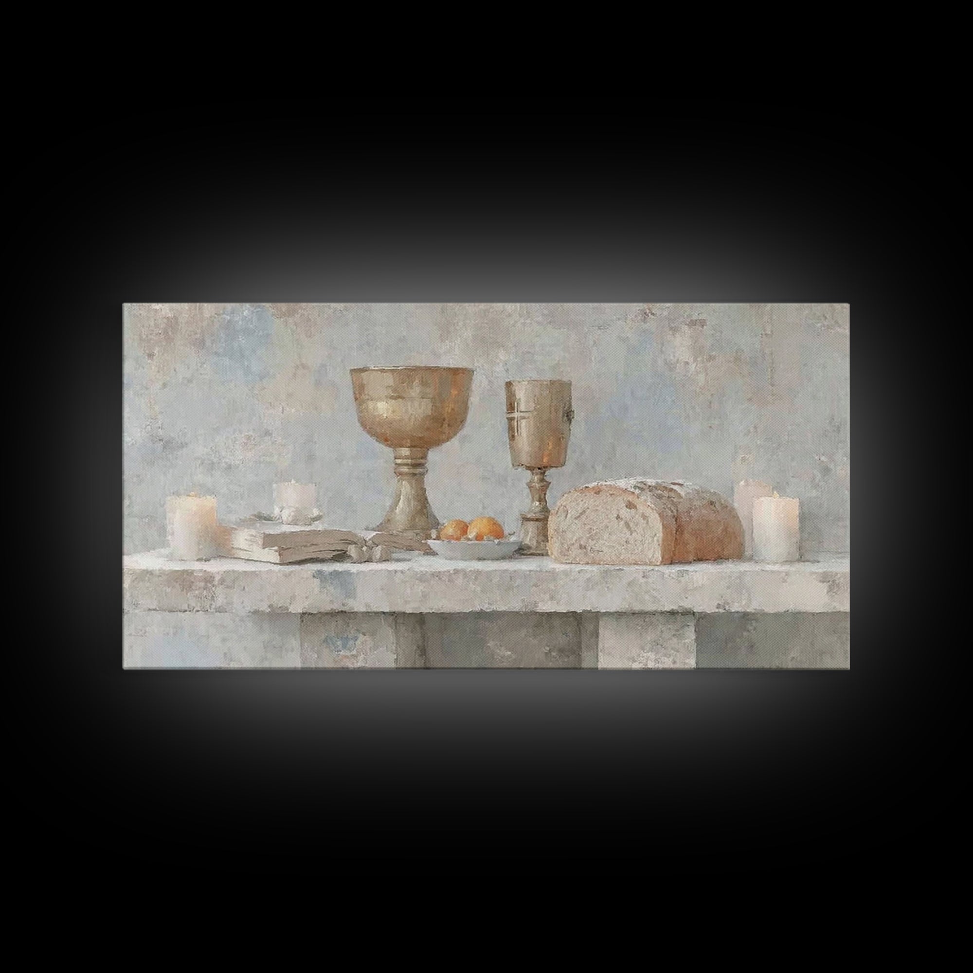 Bread Of Blessing – Framed Canvas Print – Christian Wall Art – Christian Art Print – Vintage Christian Art – Christian Gift – Christmas Art