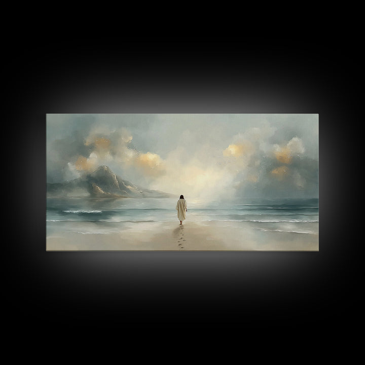 Heavenly Shore – Framed Canvas Print – Christian Christmas Art – Christian Art Canvas – Jesus Painting – Christian Wall Art – Large Christi